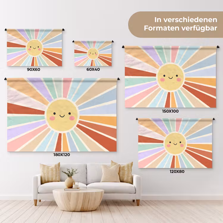Wandteppich - Sonne – Strahlen – Fröhlich – Bunt – Abstrakt — 8