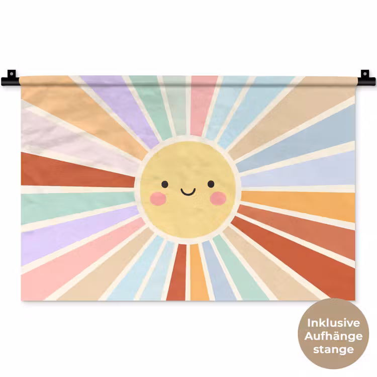 Wandteppich - Sonne – Strahlen – Fröhlich – Bunt – Abstrakt — 9