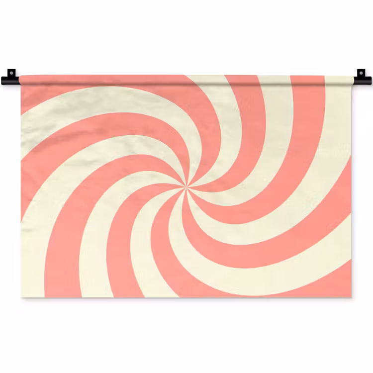 Wandteppich - Spirale – Muster – Abstrakt – Rosa – Beige — 1