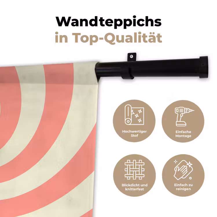 Wandteppich - Spirale – Muster – Abstrakt – Rosa – Beige — 7