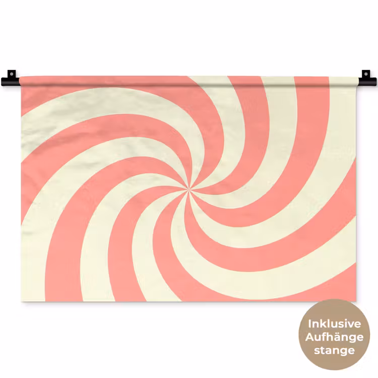 Wandteppich - Spirale – Muster – Abstrakt – Rosa – Beige — 9