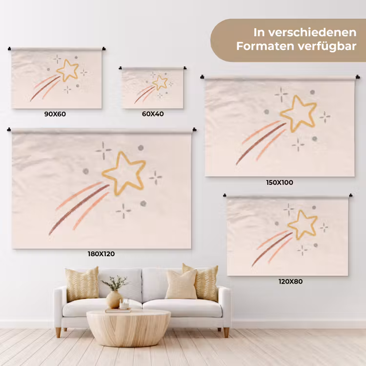 Wandteppich - Stern – Fallend – Illustration – Pastell — 8