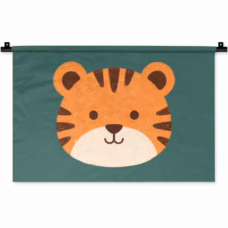 Wandteppich - Tiere – Kopf – Orange – Illustration – Modern — 1