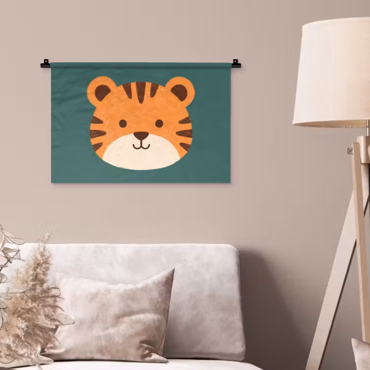 Wandteppich - Tiere – Kopf – Orange – Illustration – Modern — 2