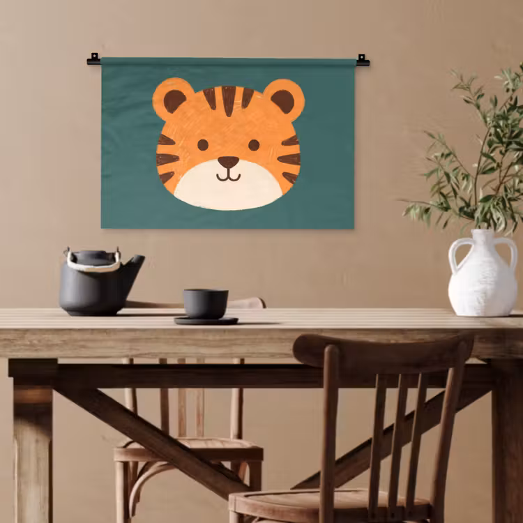 Wandteppich - Tiere – Kopf – Orange – Illustration – Modern — 3