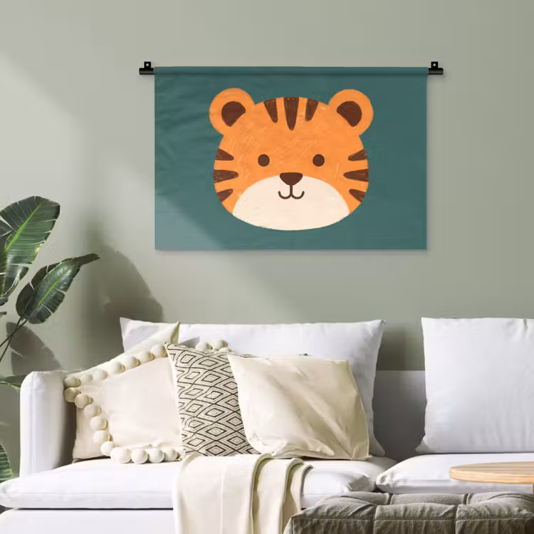 Wandteppich - Tiere – Kopf – Orange – Illustration – Modern — 4