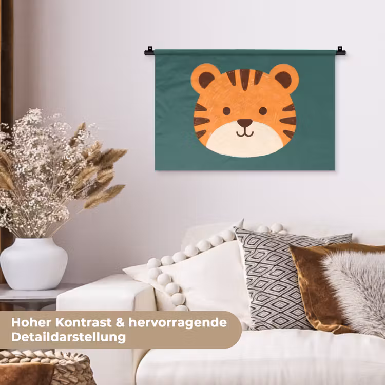 Wandteppich - Tiere – Kopf – Orange – Illustration – Modern — 6