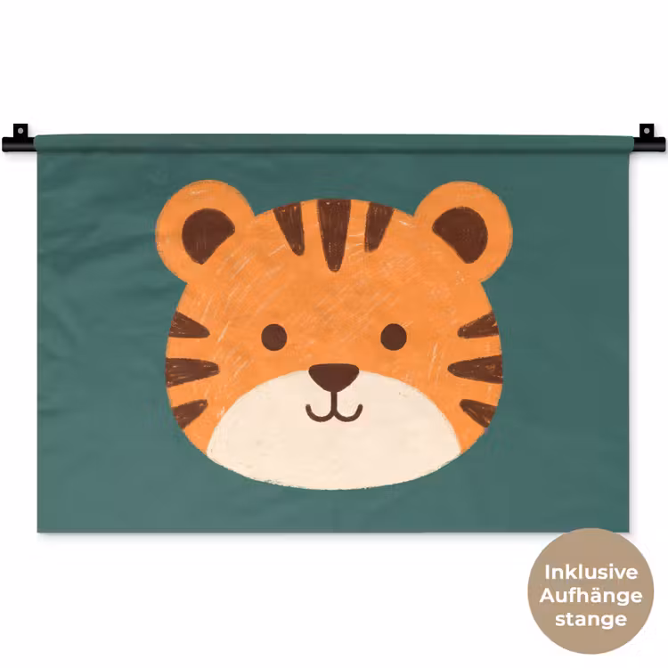 Wandteppich - Tiere – Kopf – Orange – Illustration – Modern — 9