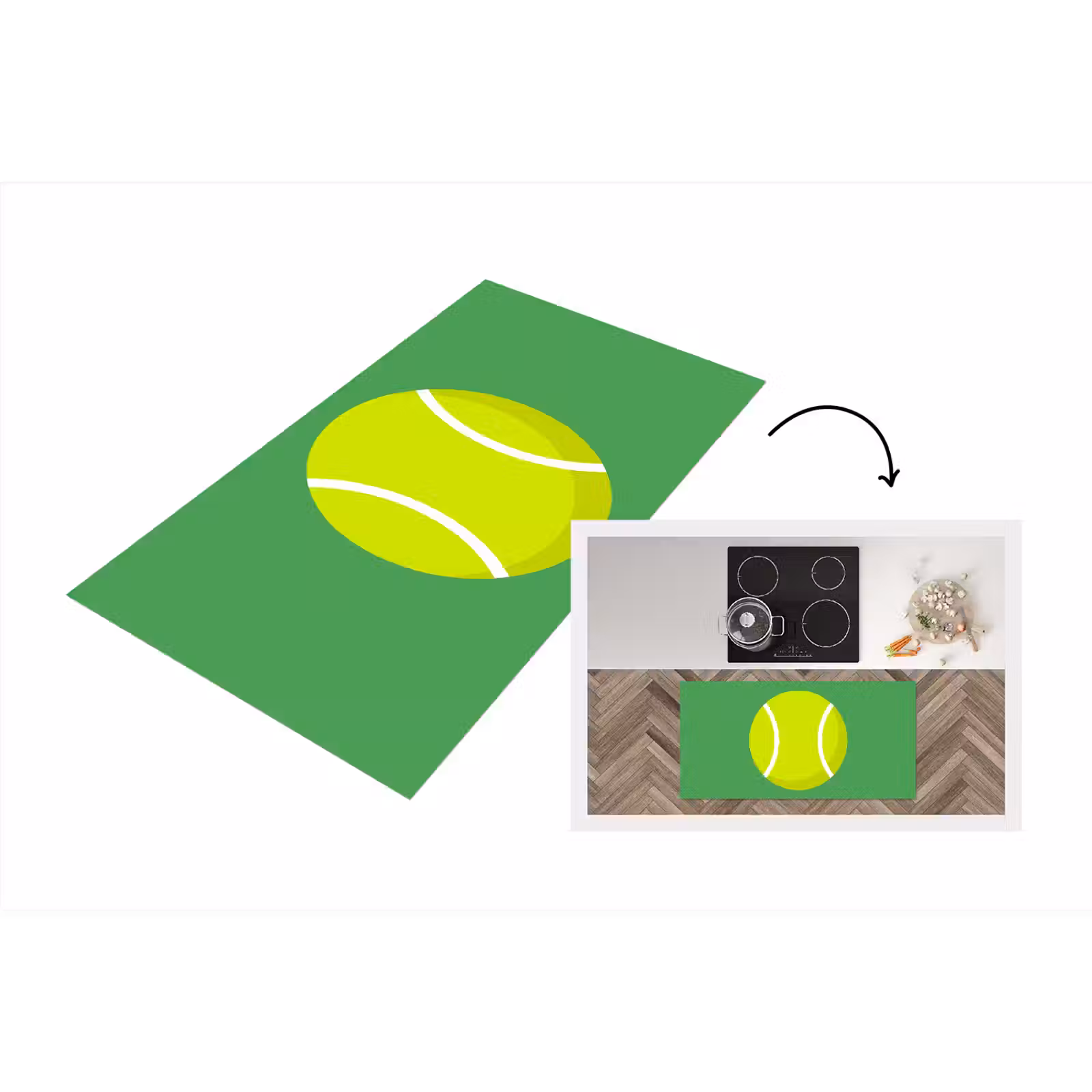 Küchenläufer - Ball – Gelb – Sport – Grün – Illustration — 1