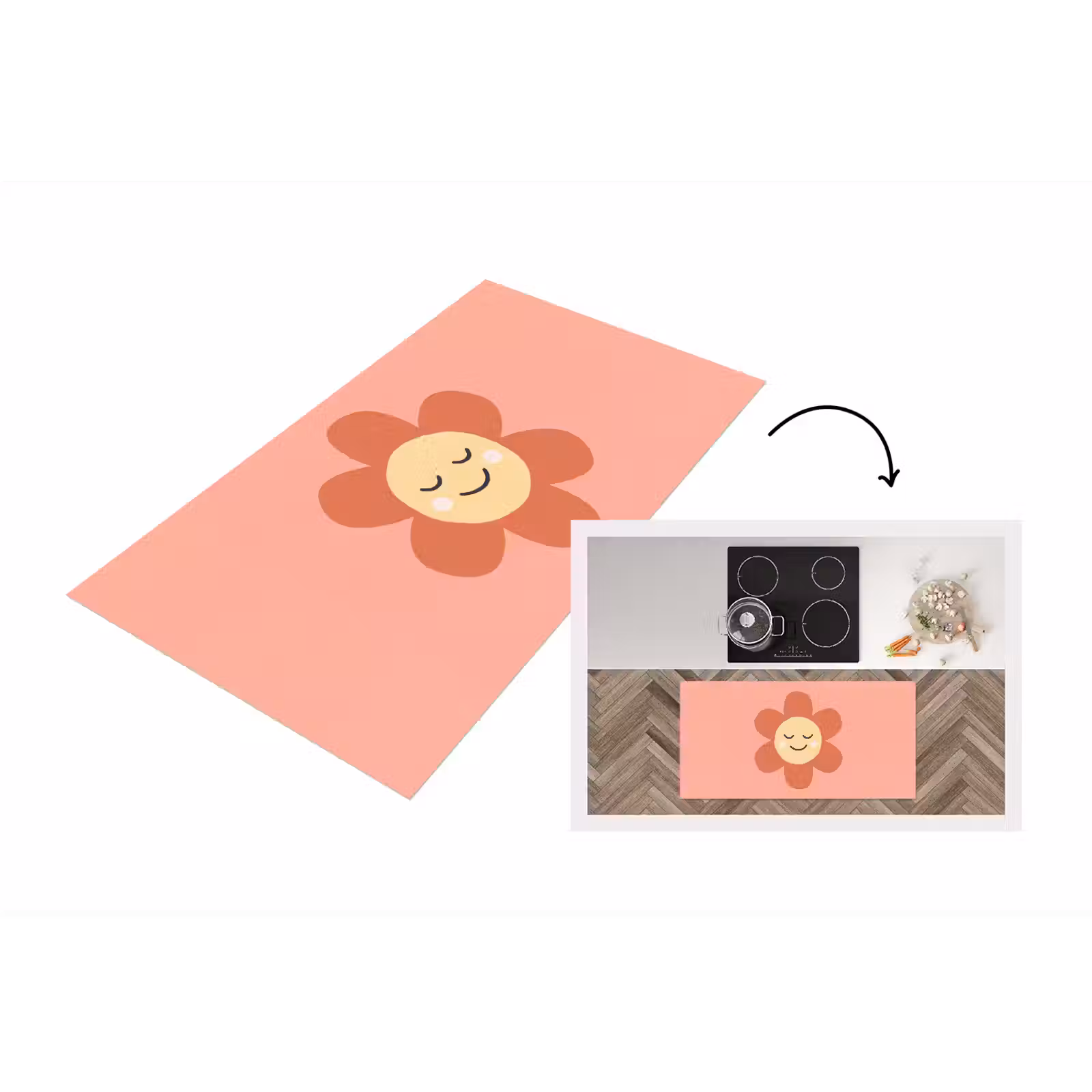 Küchenläufer - Blumen – Zeichentrickfilm – Kind – Rosa — 1