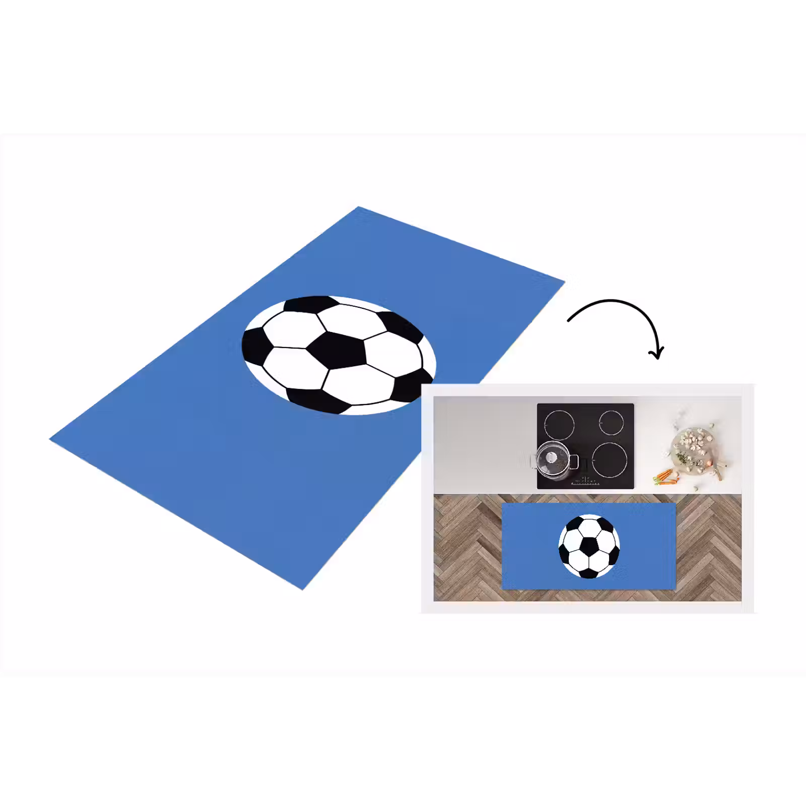 Küchenläufer - Fußball – Schwarz-Weiß – Sport – Illustration – Blau — 1