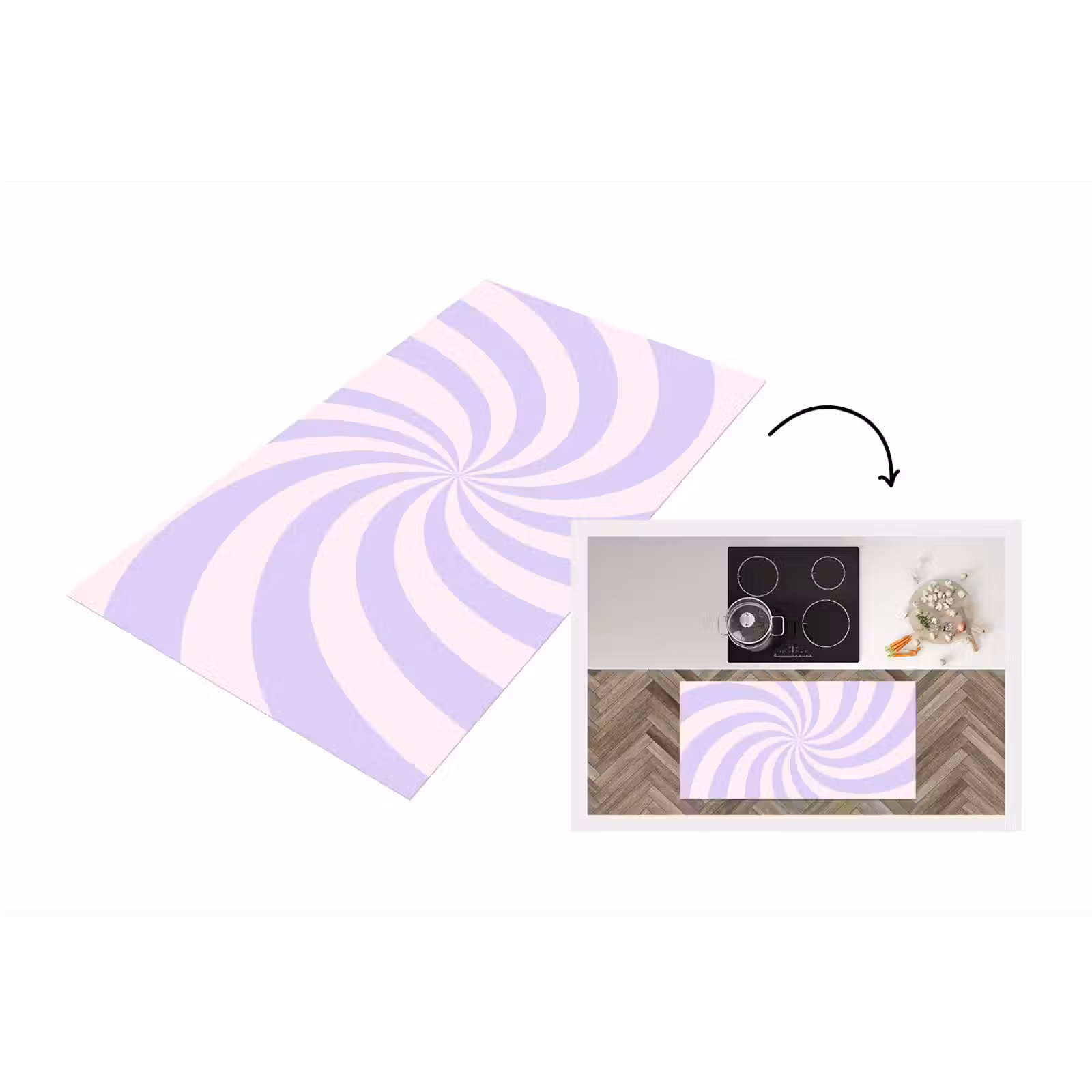 Küchenläufer - Muster – Spirale – Abstrakt – Modern – Lila-Rosa — 1