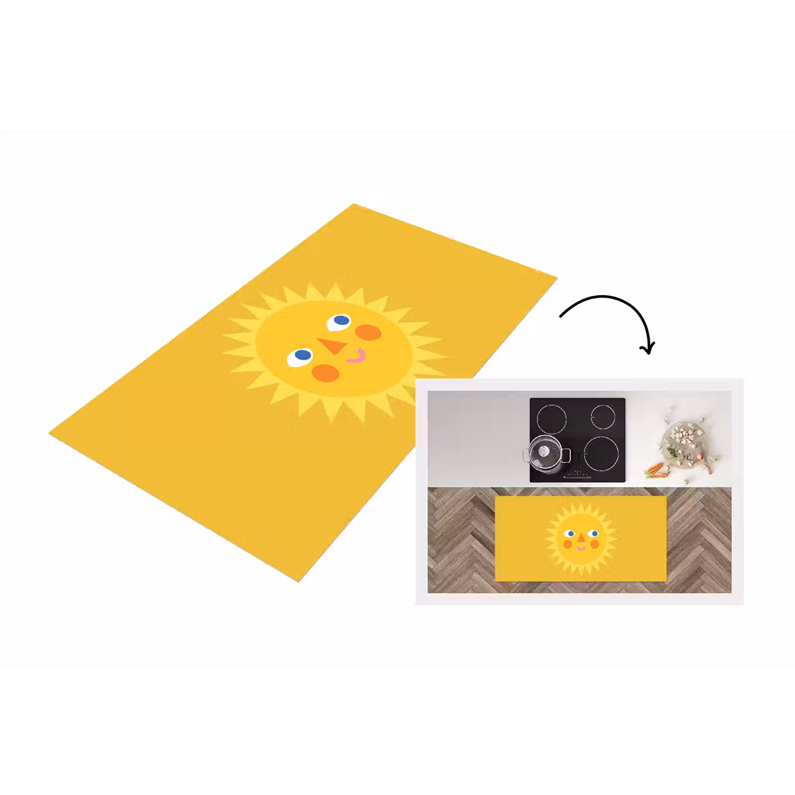 Küchenläufer - Sonne – Gesicht – Sommer – Illustration – Gelb — 1