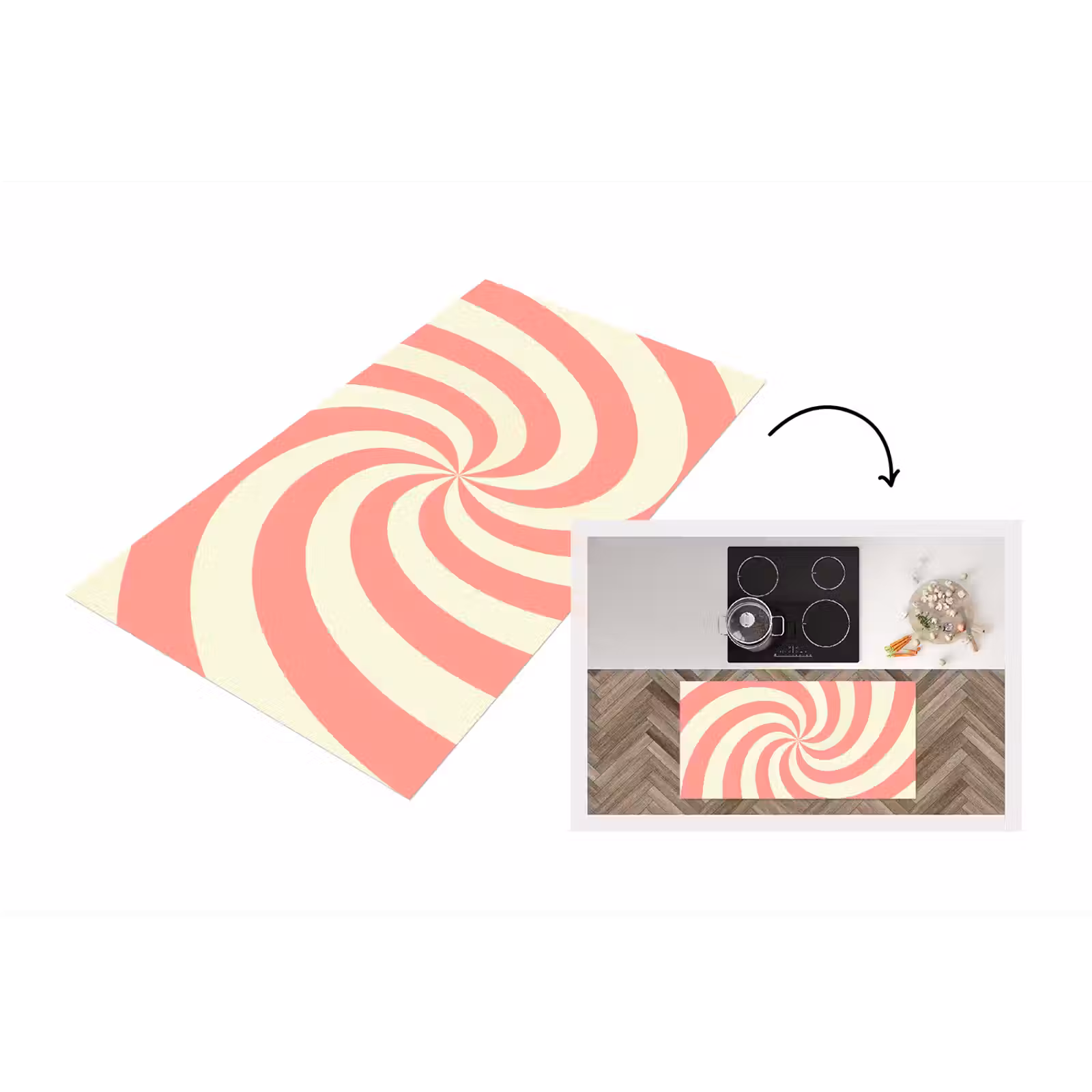 Küchenläufer - Spirale – Muster – Abstrakt – Rosa – Beige — 1