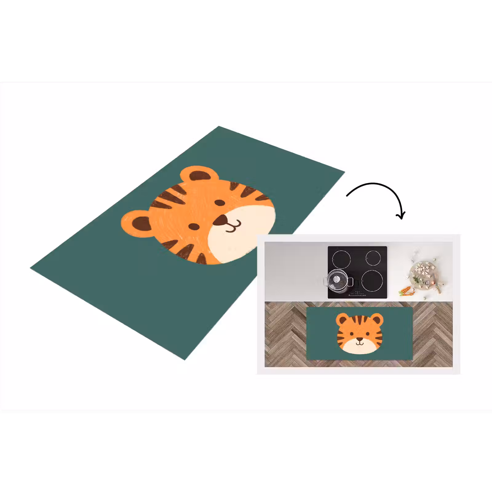 Küchenläufer - Tiere – Kopf – Orange – Illustration – Modern — 1