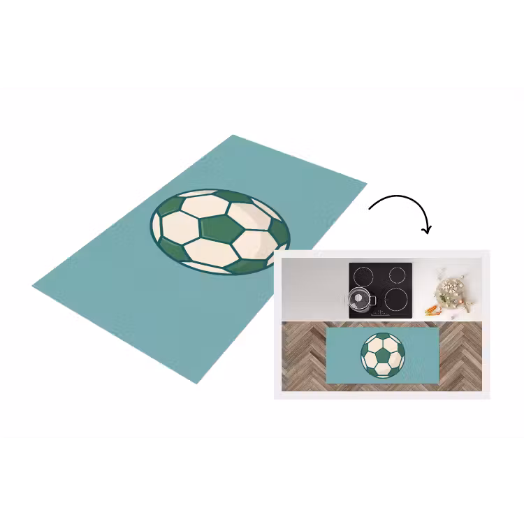 Küchenläufer - Fußball – Geometrisch – Sport – Illustration – Blaugrün — 1