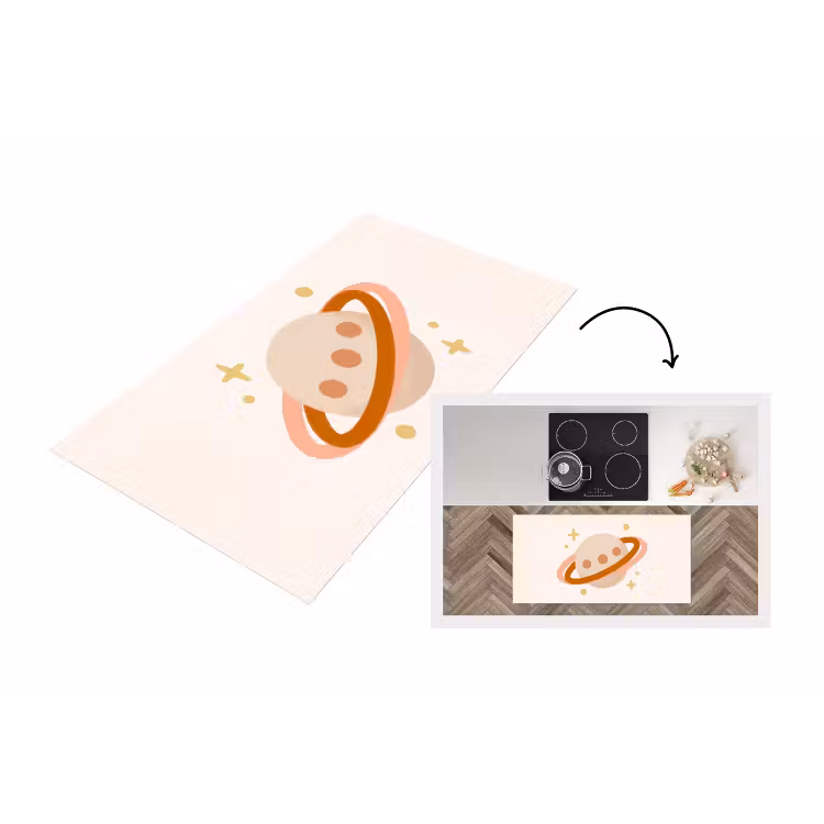 Küchenläufer - Planet – Ringe – Weltraum – Illustration – Beige — 1