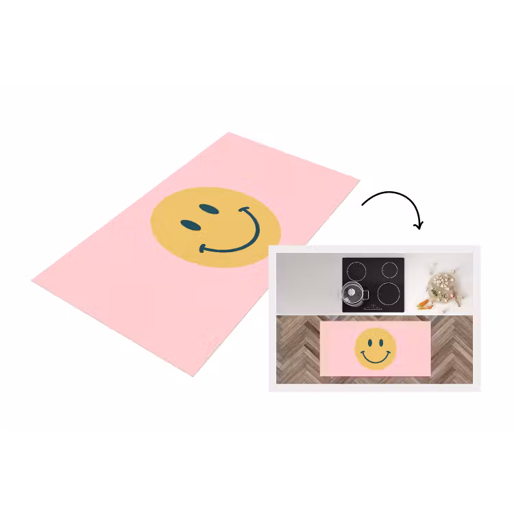 Küchenläufer - Smiley – Gelb – Rosa – Symbol – Minimalistisch — 1