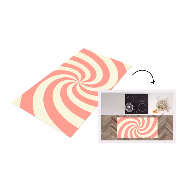 Küchenläufer - Spirale – Muster – Abstrakt – Rosa – Beige — 1