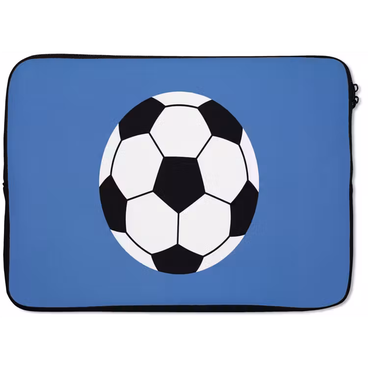 Laptop hülle - Fußball – Schwarz-Weiß – Sport – Illustration – Blau — 1
