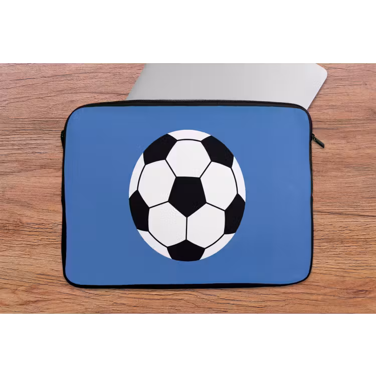 Laptop hülle - Fußball – Schwarz-Weiß – Sport – Illustration – Blau — 2
