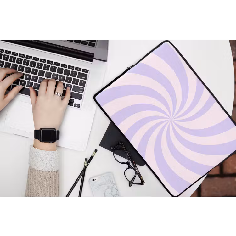 Laptop hülle - Muster – Spirale – Abstrakt – Modern – Lila-Rosa — 3