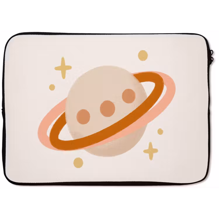 Laptop hülle - Planet – Ringe – Weltraum – Illustration – Beige — 1
