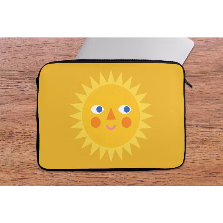 Laptop hülle - Sonne – Gesicht – Sommer – Illustration – Gelb — 2