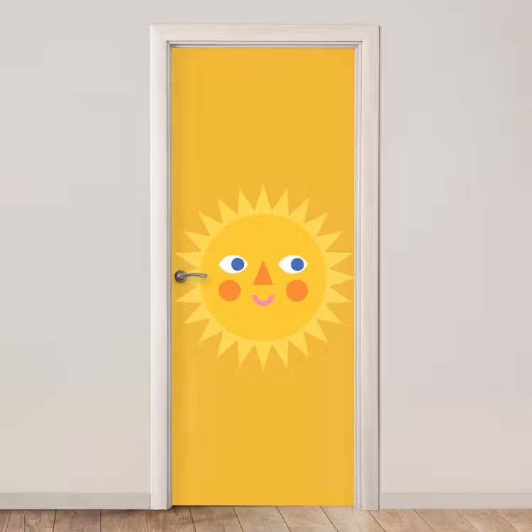 Türtapete - Sonne – Gesicht – Sommer – Illustration – Gelb — 1