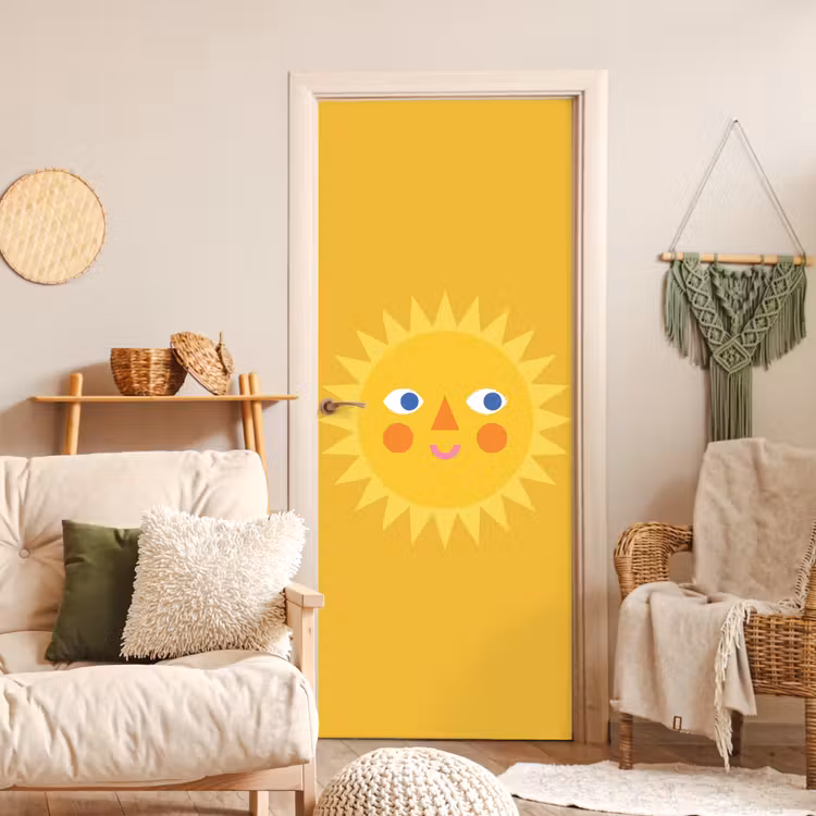 Türtapete - Sonne – Gesicht – Sommer – Illustration – Gelb — 3