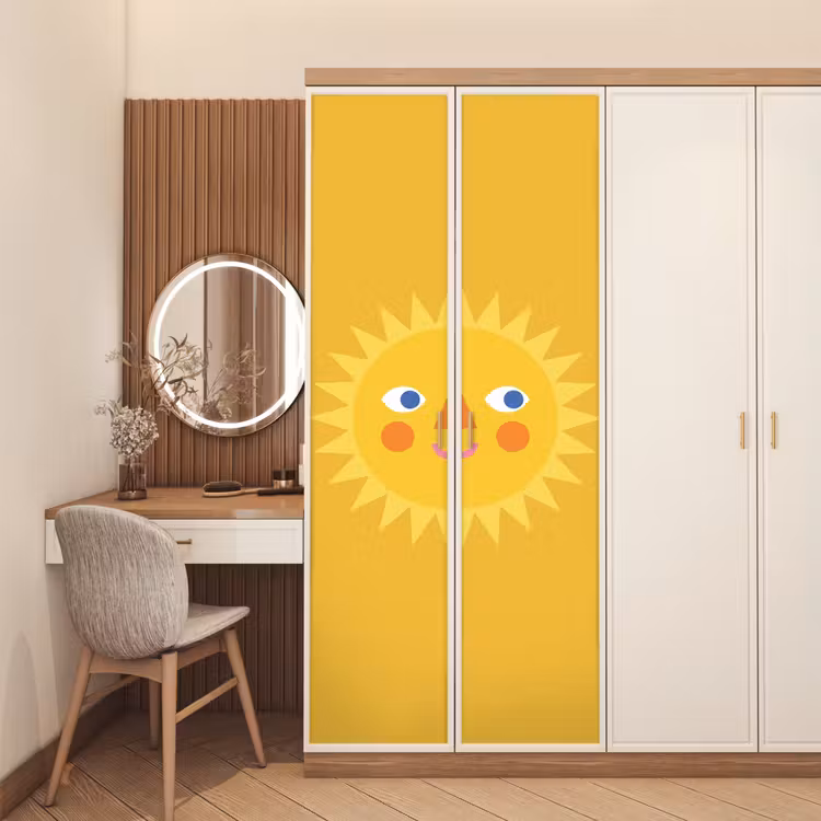 Türtapete - Sonne – Gesicht – Sommer – Illustration – Gelb — 4