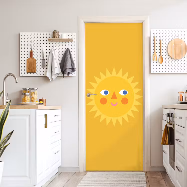 Türtapete - Sonne – Gesicht – Sommer – Illustration – Gelb — 6