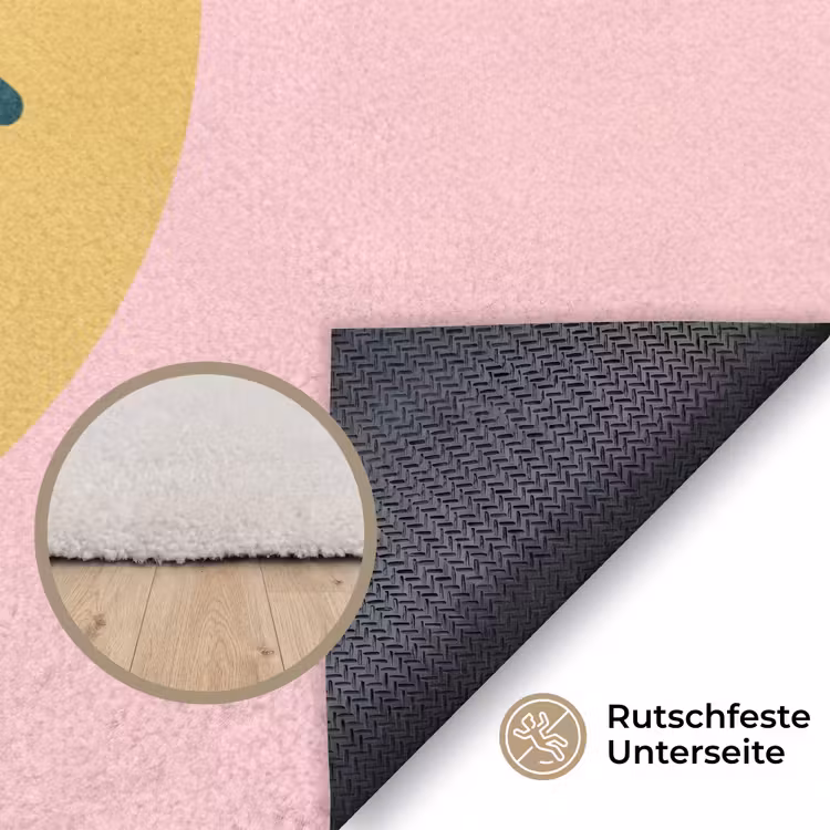 Teppich - Smiley – Gelb – Rosa – Symbol – Minimalistisch — 4