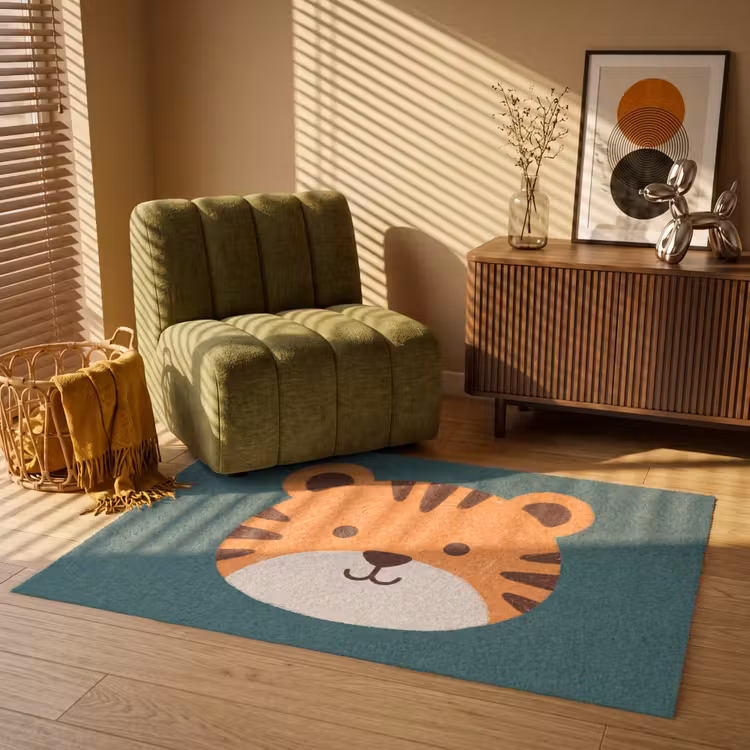 Teppich - Tiere – Kopf – Orange – Illustration – Modern — 2