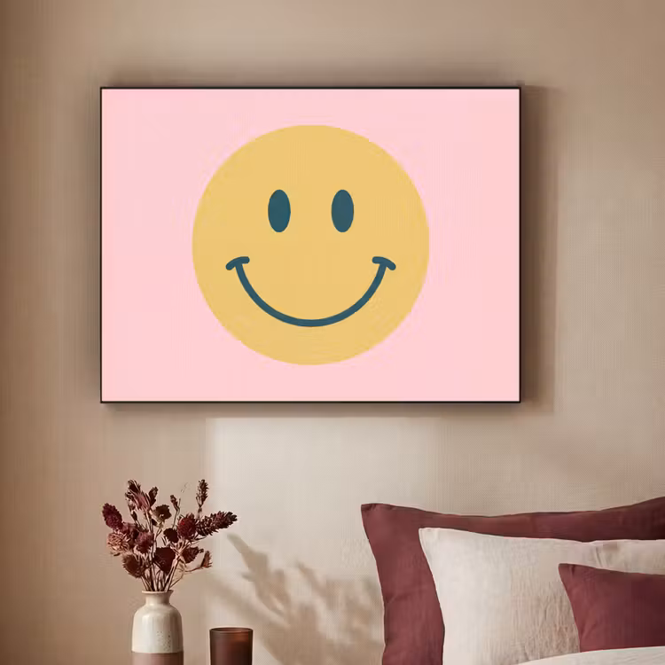 Art Frame - Smiley – Gelb – Rosa – Symbol – Minimalistisch — 2