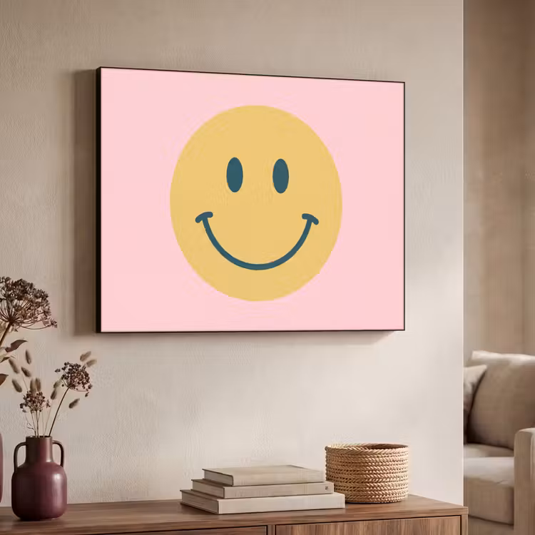 Art Frame - Smiley – Gelb – Rosa – Symbol – Minimalistisch — 3