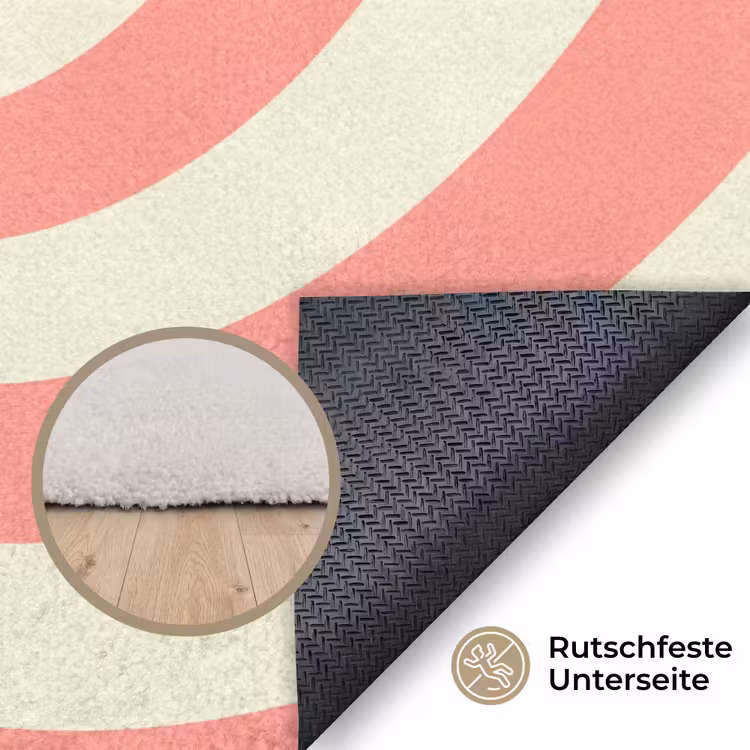 Teppich - Spirale – Muster – Abstrakt – Rosa – Beige — 4
