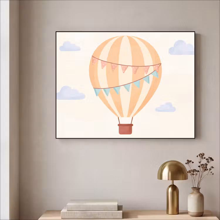 Art Frame - Heißluftballon – Wolken – Illustration – Sanft – Kinderzimmer — 4