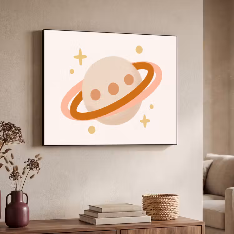 Art Frame - Planet – Ringe – Weltraum – Illustration – Beige — 3
