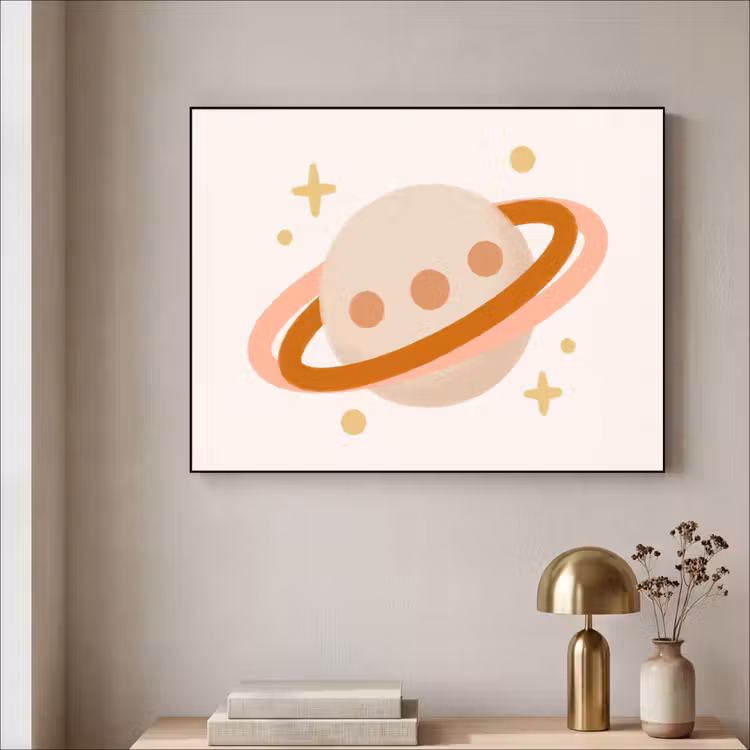 Art Frame - Planet – Ringe – Weltraum – Illustration – Beige — 4