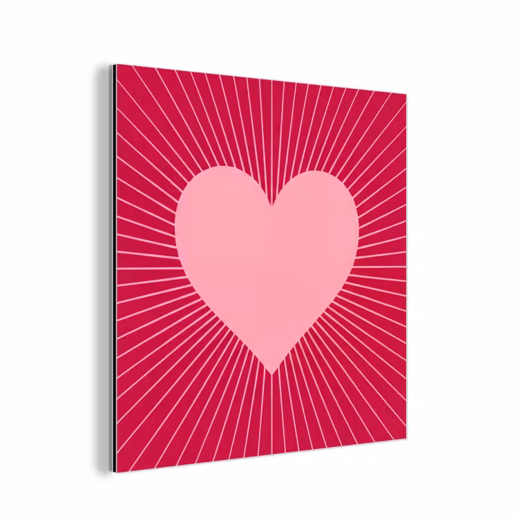 Alu-Dibond-Bild - Herz – Strahlen – Liebe – Abstrakt – Rosa — 1