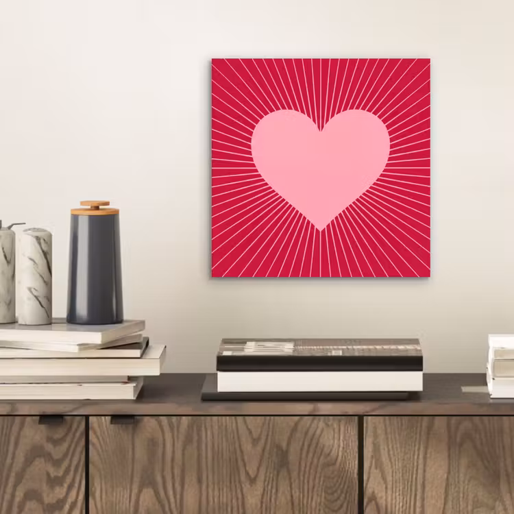 Alu-Dibond-Bild - Herz – Strahlen – Liebe – Abstrakt – Rosa — 2