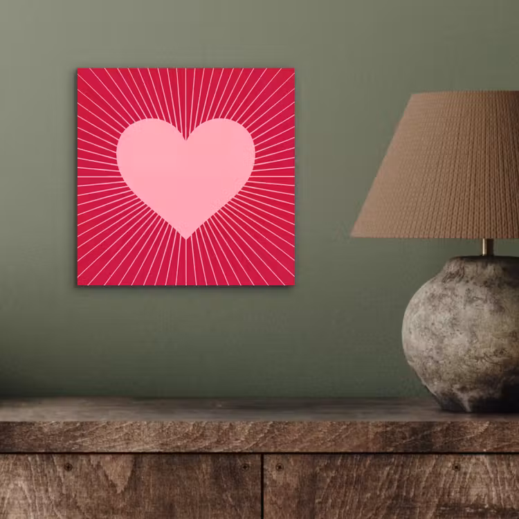 Alu-Dibond-Bild - Herz – Strahlen – Liebe – Abstrakt – Rosa — 3