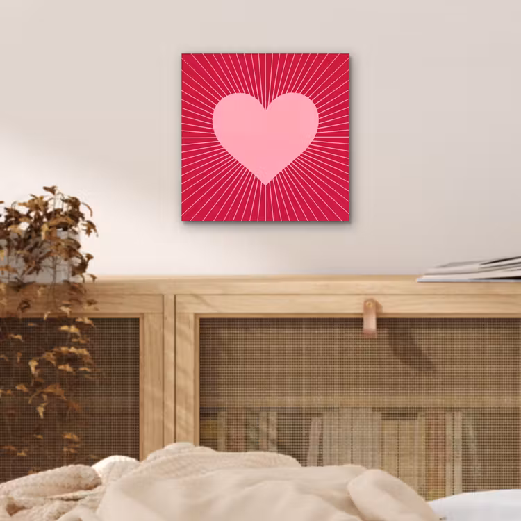Alu-Dibond-Bild - Herz – Strahlen – Liebe – Abstrakt – Rosa — 4