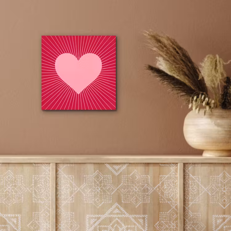Alu-Dibond-Bild - Herz – Strahlen – Liebe – Abstrakt – Rosa — 5