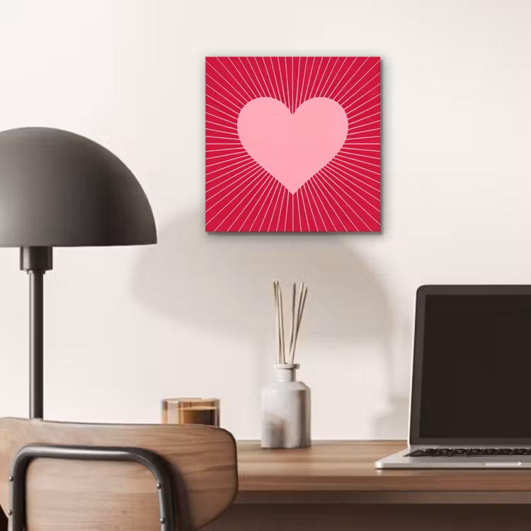 Alu-Dibond-Bild - Herz – Strahlen – Liebe – Abstrakt – Rosa — 6