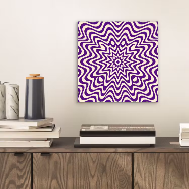 Alu-Dibond-Bild - Zusammenfassung – Wellen – Optisch – Modern – Lila — 2
