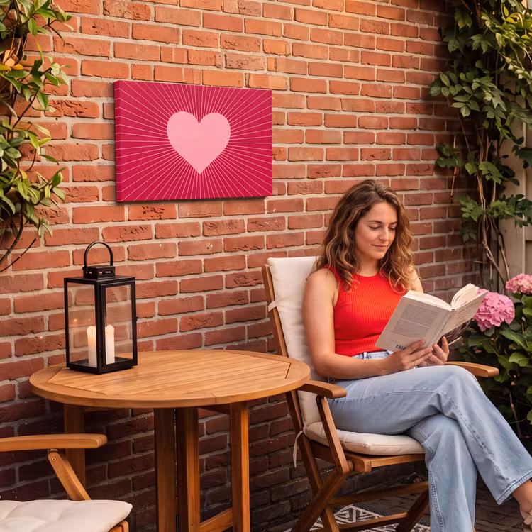 Outdoor Leinwand - Herz – Strahlen – Liebe – Abstrakt – Rosa — 2