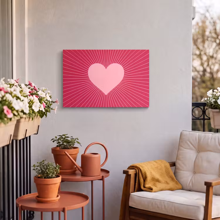Outdoor Leinwand - Herz – Strahlen – Liebe – Abstrakt – Rosa — 3