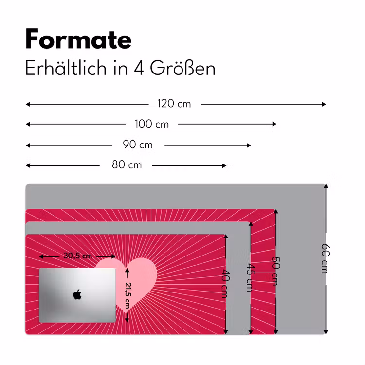 Schreibtischunterlage - Herz – Strahlen – Liebe – Abstrakt – Rosa — 5